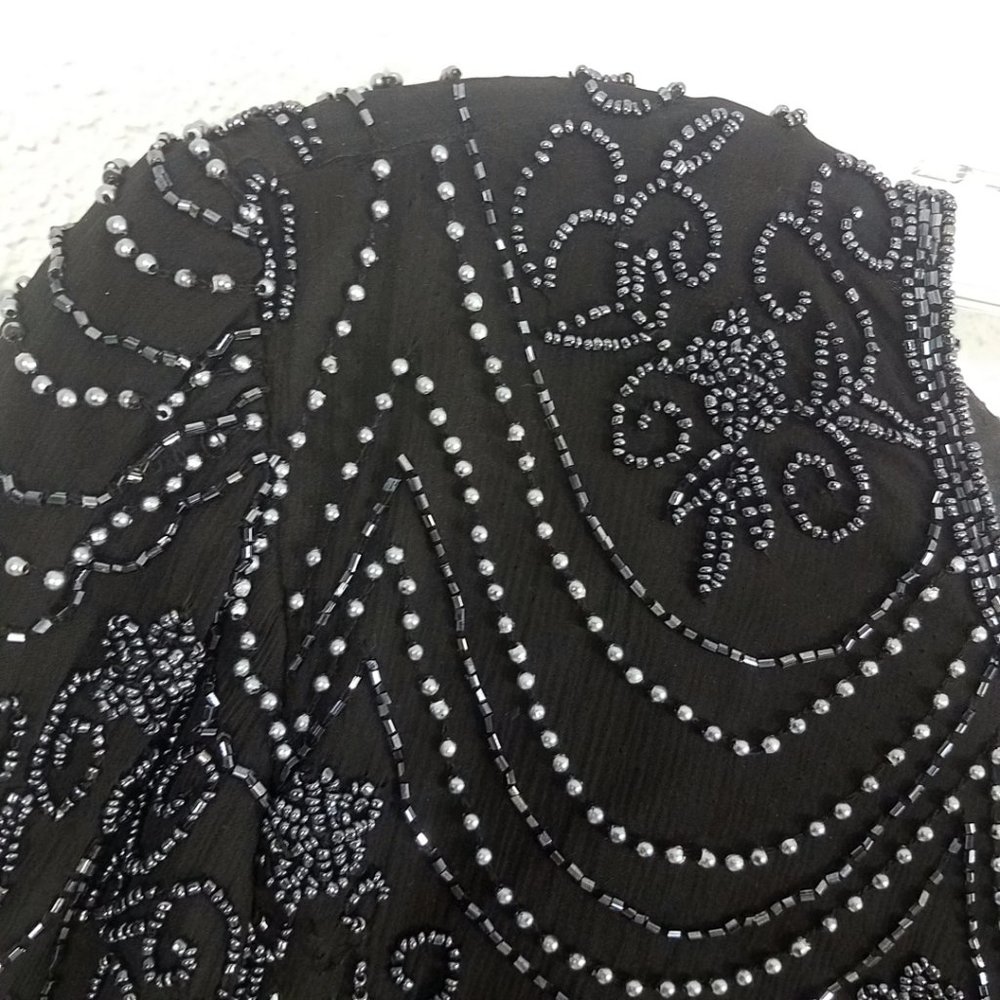 Pappell Boutique Evening Women's Formal Black Silk Beaded Top Blouse Bolero - Picture 3 of 8